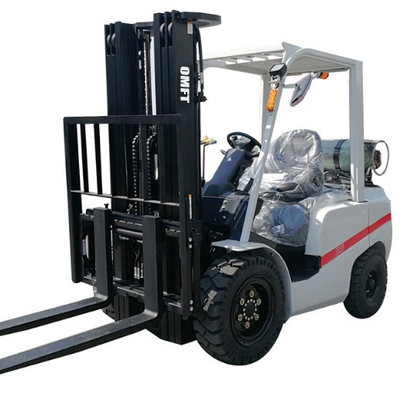 Omft Gas Gasoline LPG Propane Petrol Cushion Tyre Forklift with Clamp and 1070mm Fork