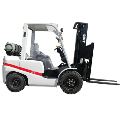 Omft Gas Gasoline LPG Propane Petrol Cushion Tyre Forklift with Clamp and 1070mm Fork