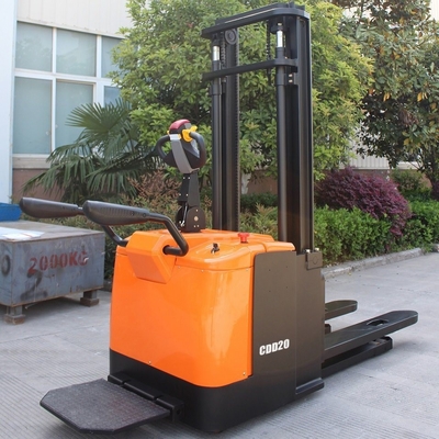 2.0 T 2ton 2000kg Standing Type Full Electric Powered Pallet Stacker with Acid Battery