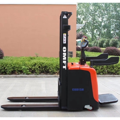 1500kg Stand on Type Electric Stacker with Large Capacity Battery and 560X1150mm Fork