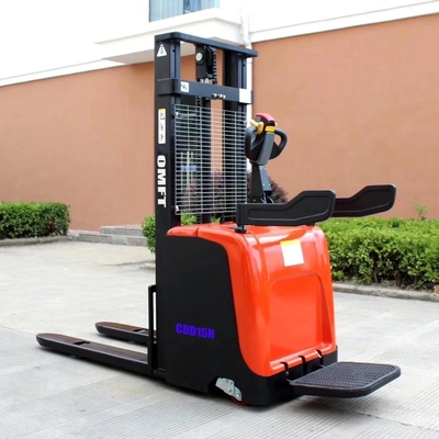 1500kg Stand on Type Electric Stacker with Large Capacity Battery and 560X1150mm Fork